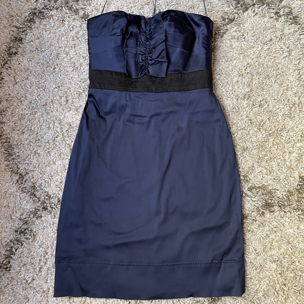 Phoebe Couture navy silk cocktail dress size 2